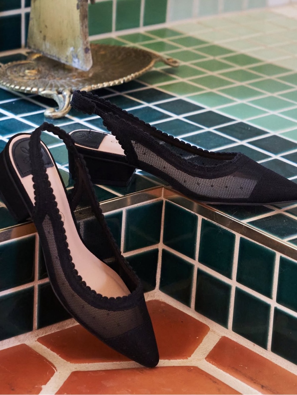 Chinese Laundry Mayberry Black Slingback Pointed-Toe Mesh Pumps sz 9